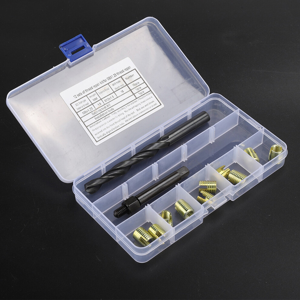 12Pcs M8 X 1.25 Thread Repair Kit Self Tapping Insert Tool Set 8021362558567