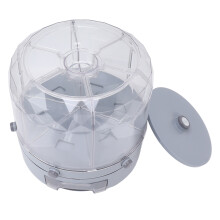 Fukttät matdispenser, humaniserad design, 360 graders roterbar, sex fack, torrfoderbehållare med förseglat lock för spannmål, bönor och ris