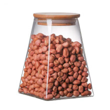 Pote hermético de vidro com tampa de madeira para armazenamento de café, chá, grãos e outros produtos secos. Ideal para despensa, cozinha e uso
