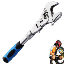 Retractable Ratchet Wrench, 10 Inch to 12 Inch Pipe Wrench, 5-in-1 Flexible Spanner with 180 Degree Rotating Head