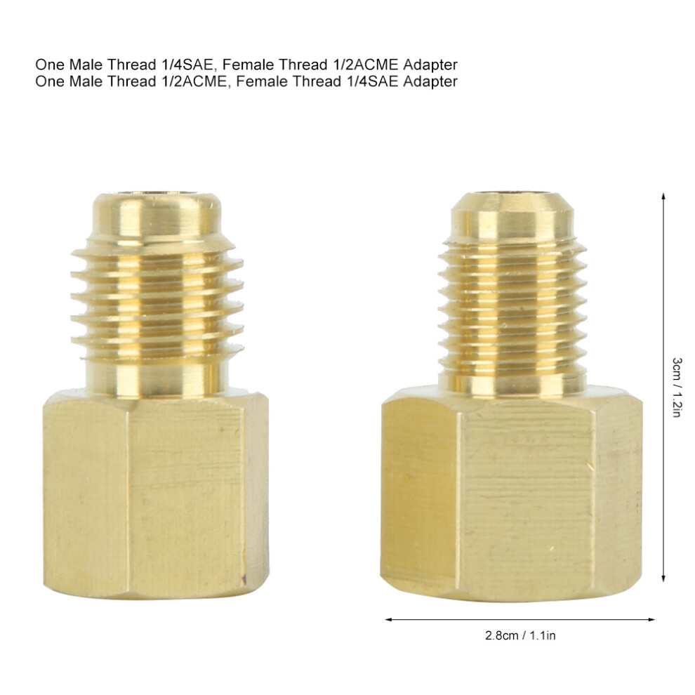 2Pcs Brass Refrigeration Adapter Set 1/2Acme Vacuum Pump Connectors 4601362563866