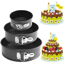 Antihaftbeschichtetes, auslaufsicheres Springform-Kuchenform-Set, hitzebeständige runde Käsekuchenformen aus Kohlenstoffstahl mit herausnehmbarem