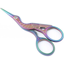 Fine Sharp Tapered Blades Scissors, Titanium Coated for Durability, Multi-Purpose Craft Tool, Elegant Crane Design, Lightweight and Portable