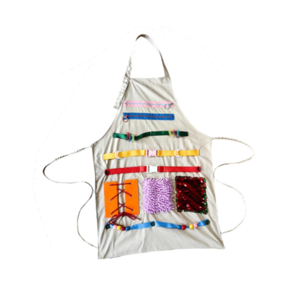 White Sensory Apron Fidget Blanket Improves Dexterity Multifunctional Gift Fidget Apron Sensory Blanket For Elderly Adults Seniors,