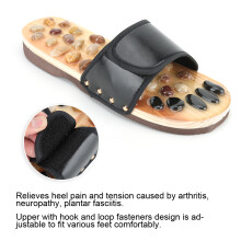 Black Foot Massage Slippers Pebble Stone Sandal 43-44