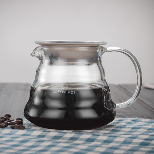 Σετ καφέ Pour Over, γυάλινη καφετιέρα 350ML με καπάκι, βάση από ανοξείδωτο ατσάλι για 1