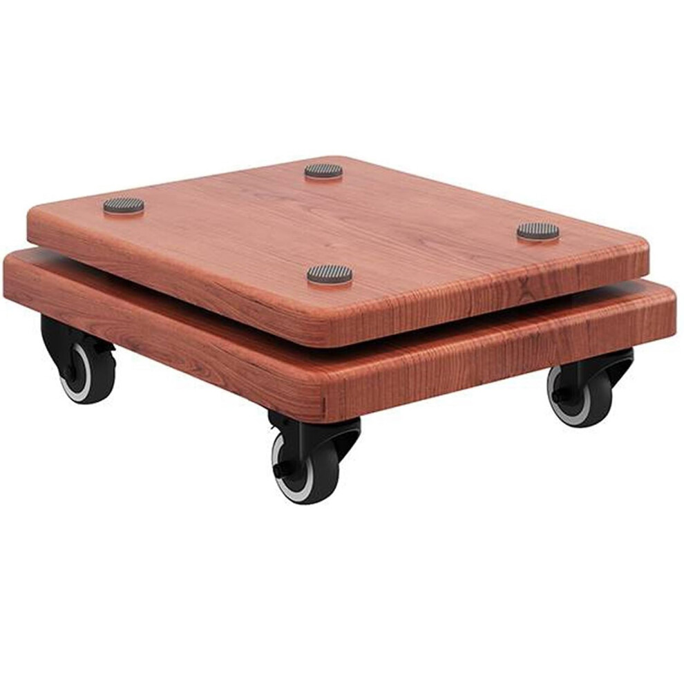 Subwoofer Isolation Stand with Wheels - Wood Speaker Isolation Platform for Home Theater and Studio, 2 Tier Design 25x35cm Teak-image-OPC-PN2TFVY-NEW