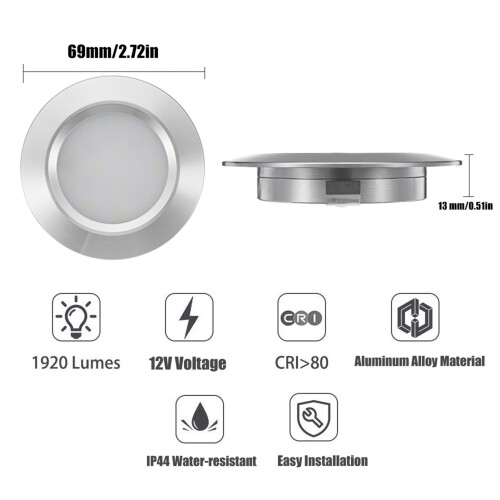 12V Recessed LED Ceiling Light 15 LEDs Round Small Downlight for RV Boat 1