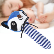 Süßer Kinderhandglocken-Rasselstick, Plüschspielzeug, Blau, Sinne anregen