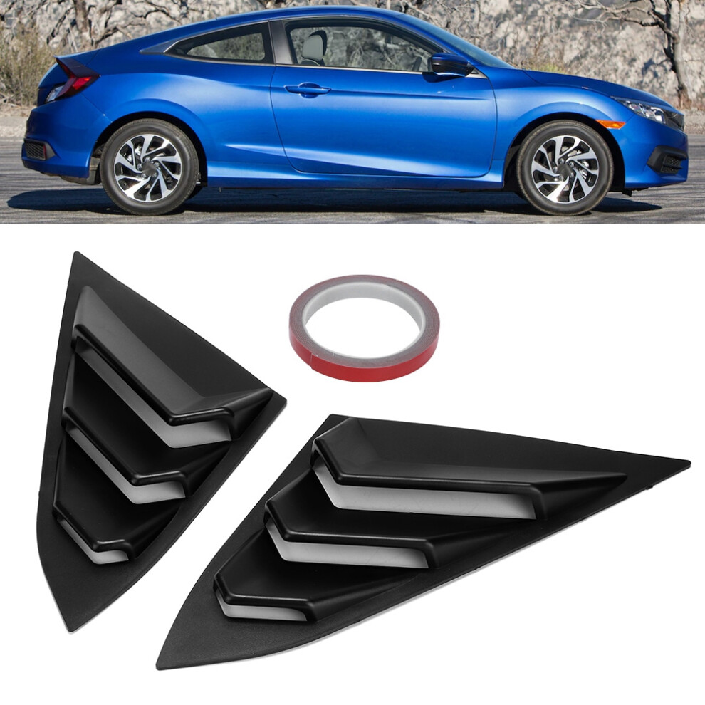 2Pcs Matte Abs Rear Window Louvers For Honda Civic 2016-2019 Black 5071362576811