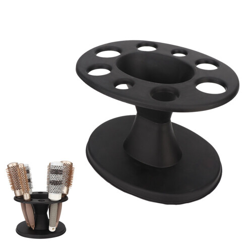 Round Plastic Hair Brush Holder Black Display Rack for Styling Tools