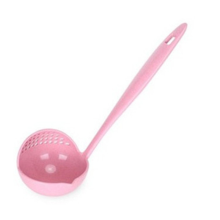 Cucharón de cocina revolucionario con filtro, mango largo de diseño ergonómico, composición de paja de trigo apta para lavavajillas,