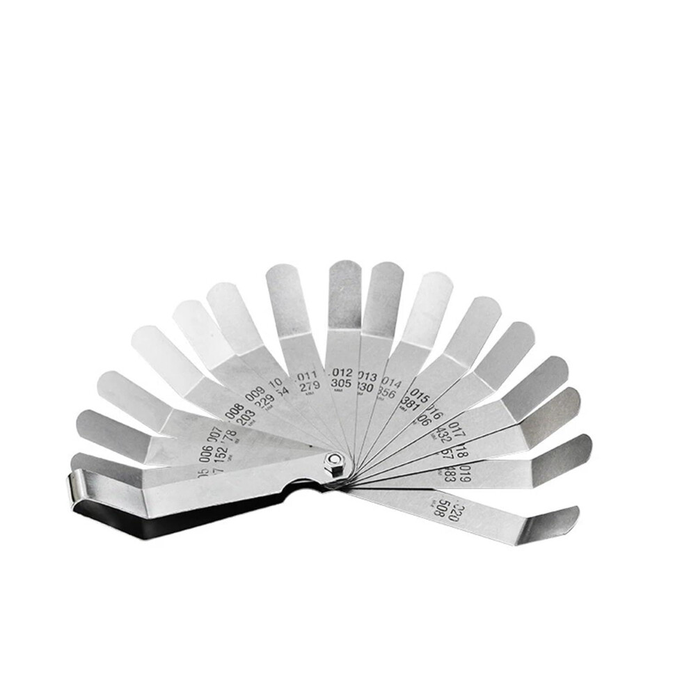 Feeler Gauges, Metric 0.127-0.508Mm Feeler Thickness Gauge 16 Blades 0.005-0.020 Inch Gap Filler Gauge Measurement For Engine Valve Adjustment 9323874050089