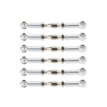6 Stück Aluminum RC Auto Druckstangen Turnbuckle-Verbindung Einstellbar Silber
