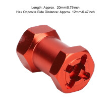 4 Stück Aluminiumlegierung 20mm Verlängerungsradnabenadapter, 12mm Innensechskant, Rot