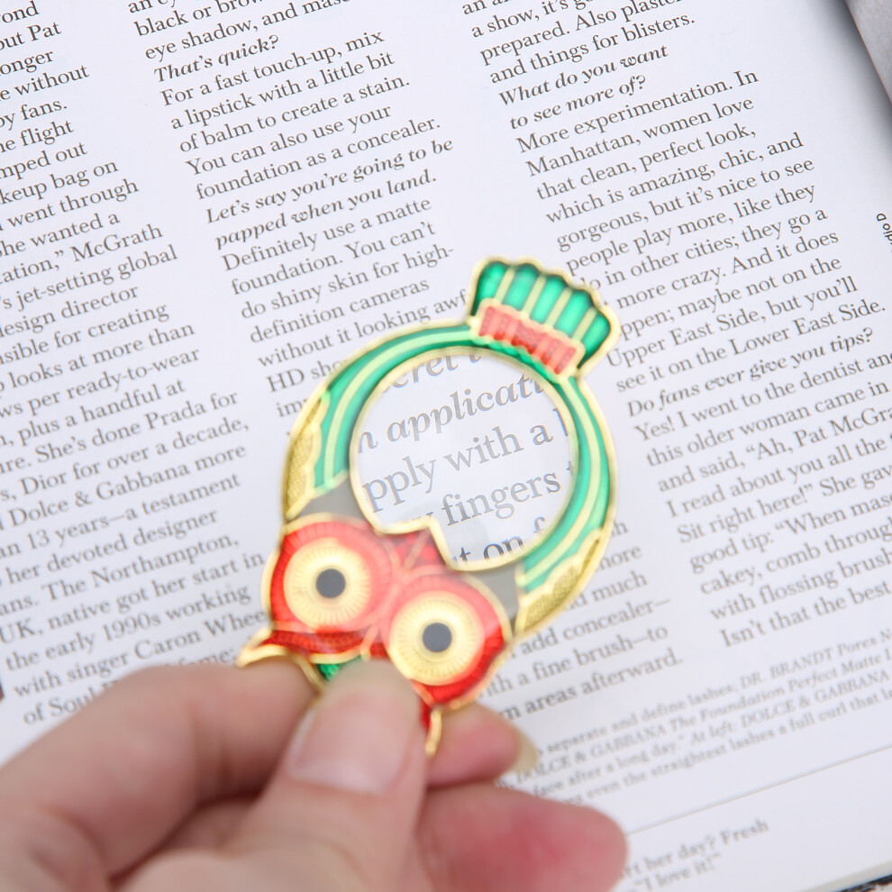 10X Owl Pattern Reading Magnifier Pendant with Chain for Books & Travel