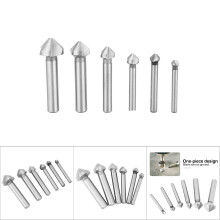 6 Stück HSS Fasenfräser-Set, 3-Schneider, 90 Winkel
