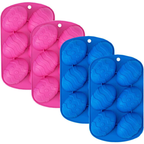 Formas de silicone com formatos de Páscoa, fáceis de limpar, multiuso, pacote com 4 unidades, para confeitaria caseira, atóxicas, flexíveis e