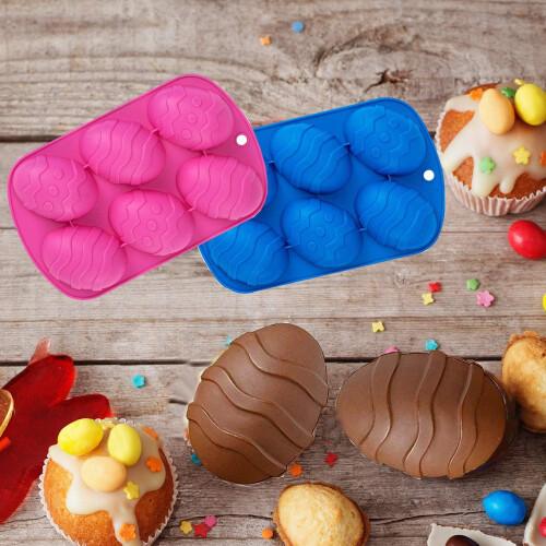 Formas de silicone com formatos de Páscoa, fáceis de limpar, multiuso, pacote com 4 unidades, para confeitaria caseira, atóxicas, flexíveis e 1