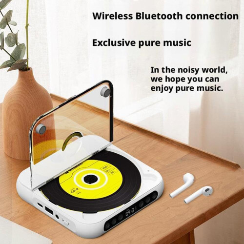 Portable CD Player with Bluetooth,Rechargeable Compact & Lightweight Cd Player, Wireless & Wired Playback onesize white 2