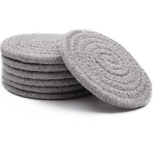 Vintage-inspirierte Getränkeuntersetzer, Boho-Design, wasserabsorbierend, ideal für Couchtische, schützt Möbel, 6er-Pack, 11 cm, Grau,