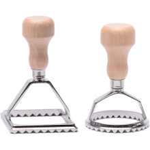 Cadru metalic ușor, aparat de făcut ravioli de casă cu tăietor pătrat de ravioli și mâner din lemn natural, perfect pentru ștampilarea