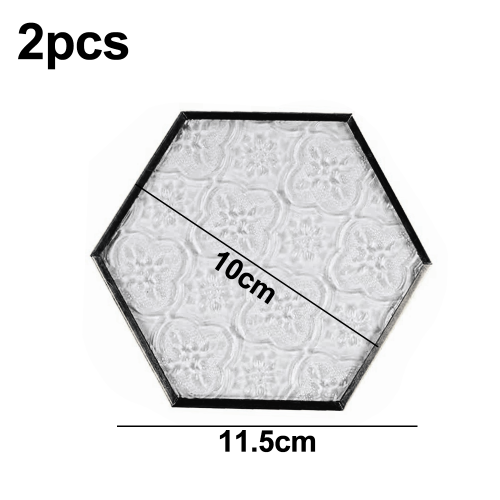 Copper Embossed Pattern Glass Coaster, Double Sided Glass Frame for Retro Style Decorative Home Accessory 1