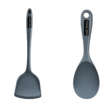 Lingură rezistentă la căldură, polonic din silicon cu mâner ergonomic pentru gătit antiaderent în siguranță (se poate spăla în mașina de