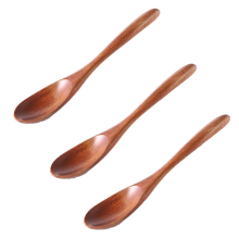 Colheres de bambu reutilizáveis, aparência artesanal, colher de madeira de nogueira, acabamento liso, pega confortável, cabo longo, conjunto de