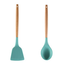 Utensílio de cozinha versátil, fácil de limpar e guardar, utensílios de silicone antiaderentes, conjunto de 2 peças com ranhuras resistentes ao