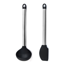 Utensílios de cozinha resistentes ao calor para misturar e servir: colher de cozinha sólida e vazada, colher de silicone grande para cozinhar,