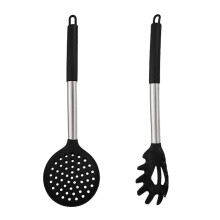 Hochhitzebeständiger Küchenlöffel mit Siebfunktion, ergonomischer, fischbauchförmiger Griff für antihaftbeschichtetes Kochgeschirr (1 Stück)