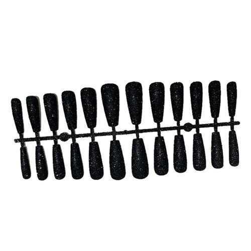 (black) 24 Pcs Fake Nails Artificial Nail Tips Coffin Pattern Manicure 1