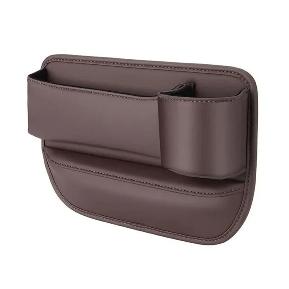 Leather Car Seat Gap Organizer Crevice Side Storage Box Filler Side Storage Pocket With Cup Holder,Fit For Lexus Co-Pilot Caramel Mocha 9323874050874