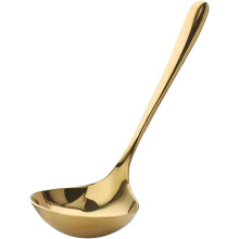 Soeplepel met titanium coating, hittebestendige roestvrijstalen lepel met vaatwasbestendige spiegelglans afwerking, lange steel, brede diepe kom,
