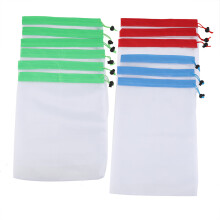 Sacos de malha reutilizáveis e ecológicos para armazenar frutas, legumes, brinquedos e acessórios em supermercados. Transparentes, resistentes,
