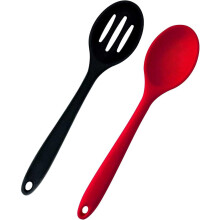 Silikon-Rührlöffel, hitzebeständig, antihaftbeschichtete Küchenhelfer zum Mischen, Rühren und Servieren, spülmaschinenfest (2-teilig)