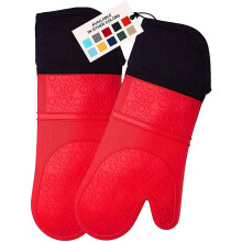 Lange Silikon-Ofenhandschuhe mit gestepptem Futter, wasserdicht, flexibel und hitzebeständig, ideal zum Kochen, Backen und Grillen, rutschfester,