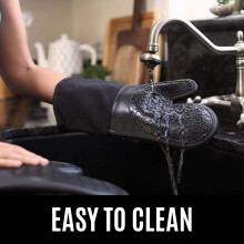 Hitzebeständige Silikon-Ofenhandschuhe, rutschfeste Küchenhandschuhe, wasserdicht und flexibel, zum Kochen und Backen, Schwarz, 4 Stück