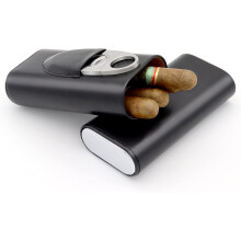 Zigarrenhumidor mit hochwertigem Lederbezug, Reisehumidor mit Zedernholz-ausgekleideter Kammer für optimale Zigarrenaufbewahrung, tragbares