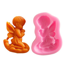 Kageform med englemotiv, silikone fondantforme til cupcake topper, chokolade, slik, tyggegummi, non-stick design, fødevaregodkendt silikone