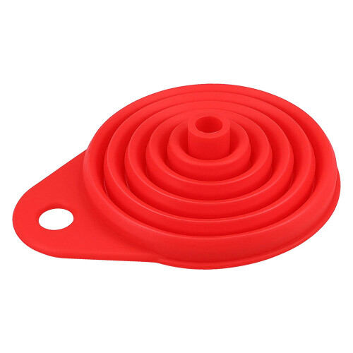 Conjunto de funis dobráveis de silicone, compacto e prático para a cozinha. 2