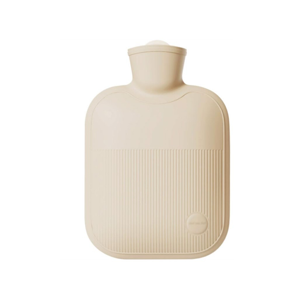 Beige Hot Water Bottle With Soft Cover Warm Water Bottle Large Capacity Hot Water Bag For Warmth Hot Compress Hand Foot Warmer 2000Ml