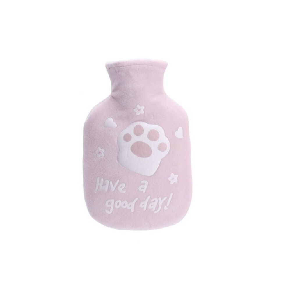 Pink Portable Hot Water Bottle Warm Plush Hot Water Bag 350Ml/12.3Oz Water-Filled Warm Water Bottle Small Hand Warmer Bag