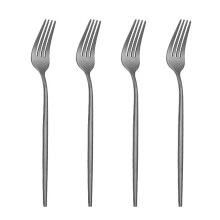 Luxe bestek voor onvergetelijke eetmomenten, 4-delige herbruikbare dinervorkset in een elegante zilverbestekset, corrosiebestendig roestvrij staal