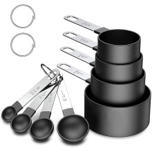 Juego de tazas medidoras con mango de acero inoxidable para ingredientes secos y líquidos, estilo minimalista, fácil de limpiar, material apto para