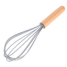 Professionele siliconen garde voor moeiteloos mixen, ergonomisch ontworpen houten handvat, ideaal voor het mengen zonder dat antiaanbakpannen