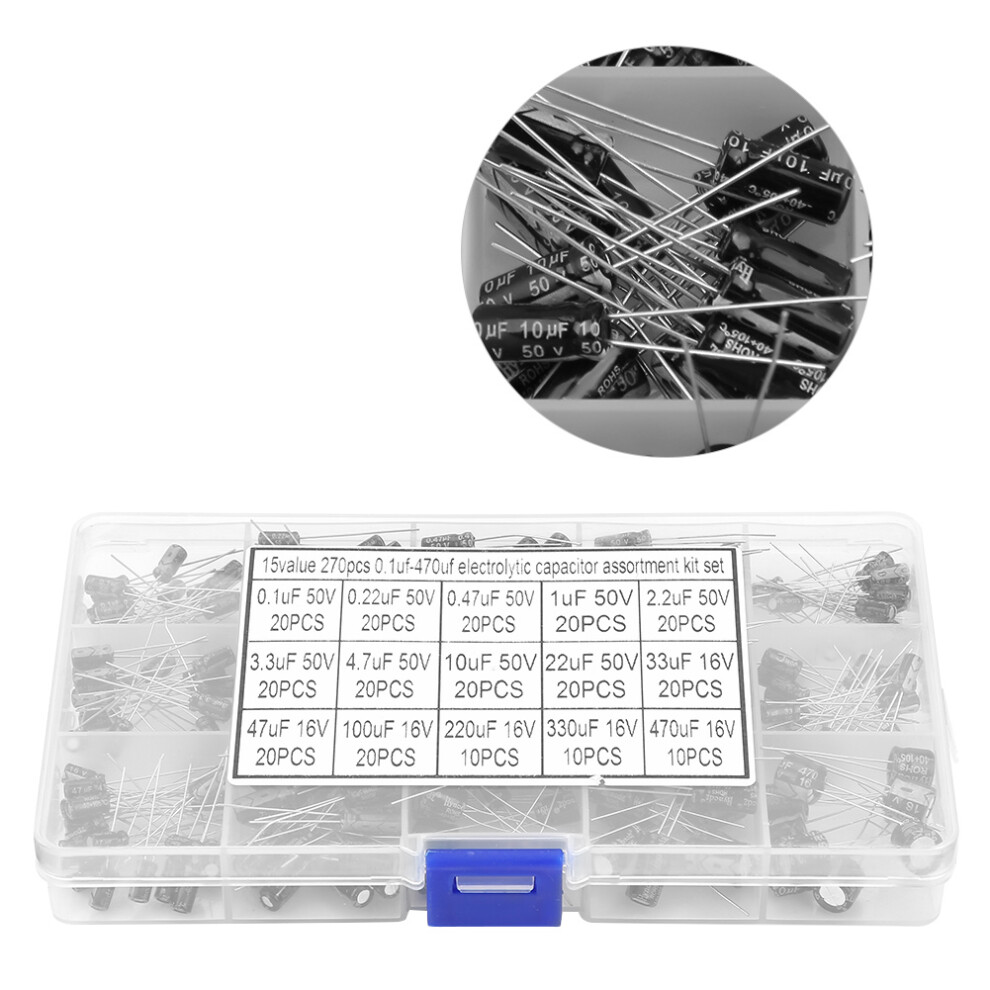 270Pcs Assorted Electrolytic Capacitor Kit 0.1Uf-470Uf 50V-16V 8491362594276