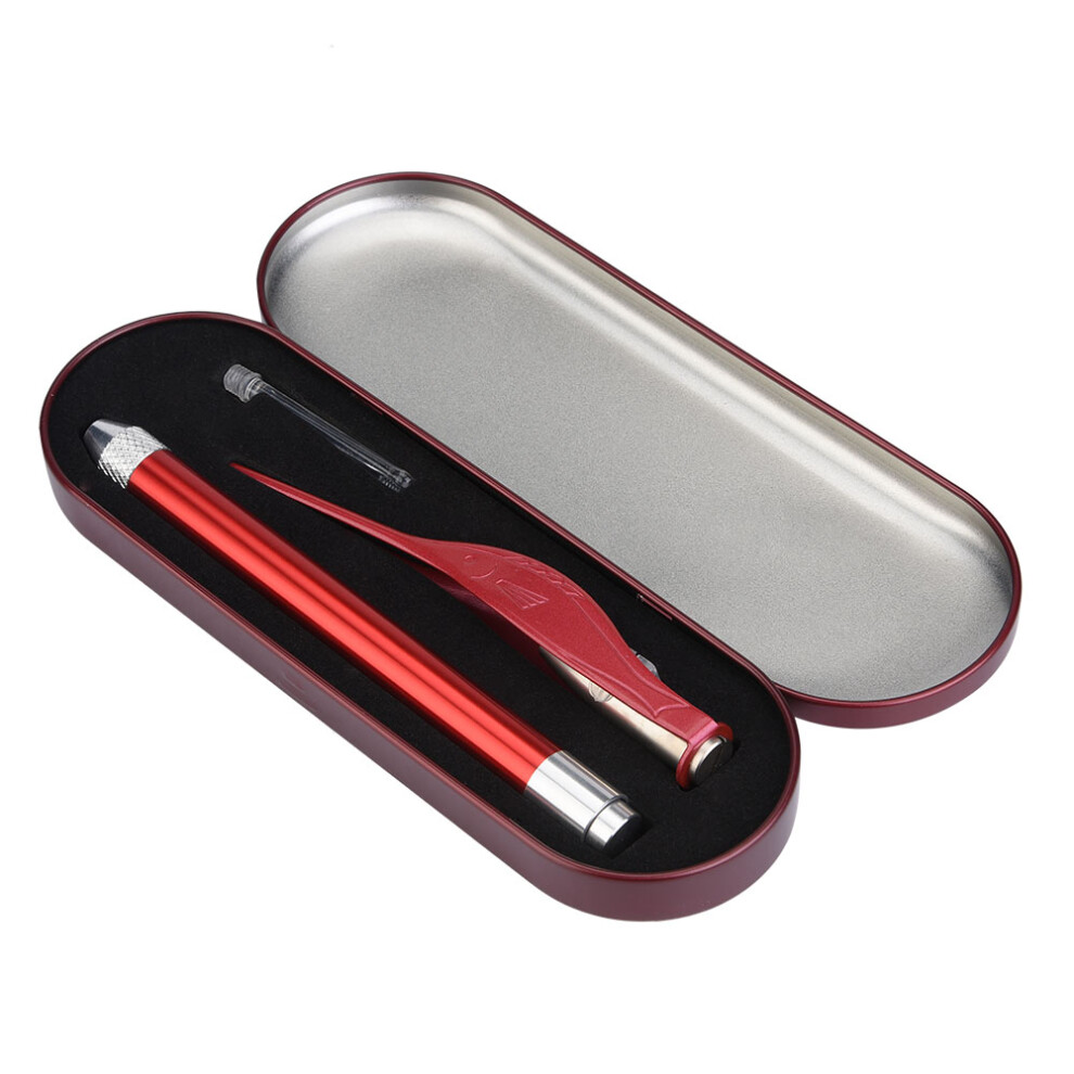 Durable Luminous Stainless Steel Ear Cleaning Tweezer & Earpick Set (Red) Red