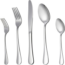 Vacuümgeplateerd metalen bestek, zilverkleurige roestvrijstalen set, ergonomisch handvatontwerp, spiegelgepolijst bestek, servies voor vier